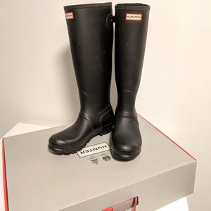 Hunter Black Back Adjust Tall Rain Boots